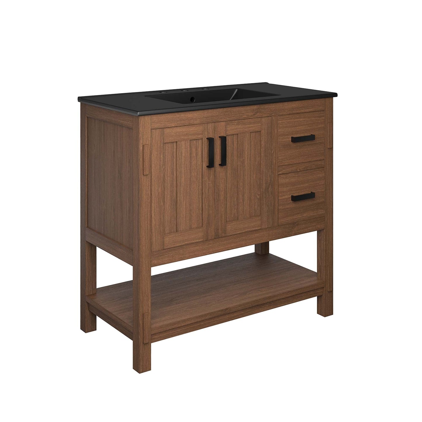 Ashlyn 36” Wood Bathroom Vanity by Modway EEI-6535-WAL-BLK