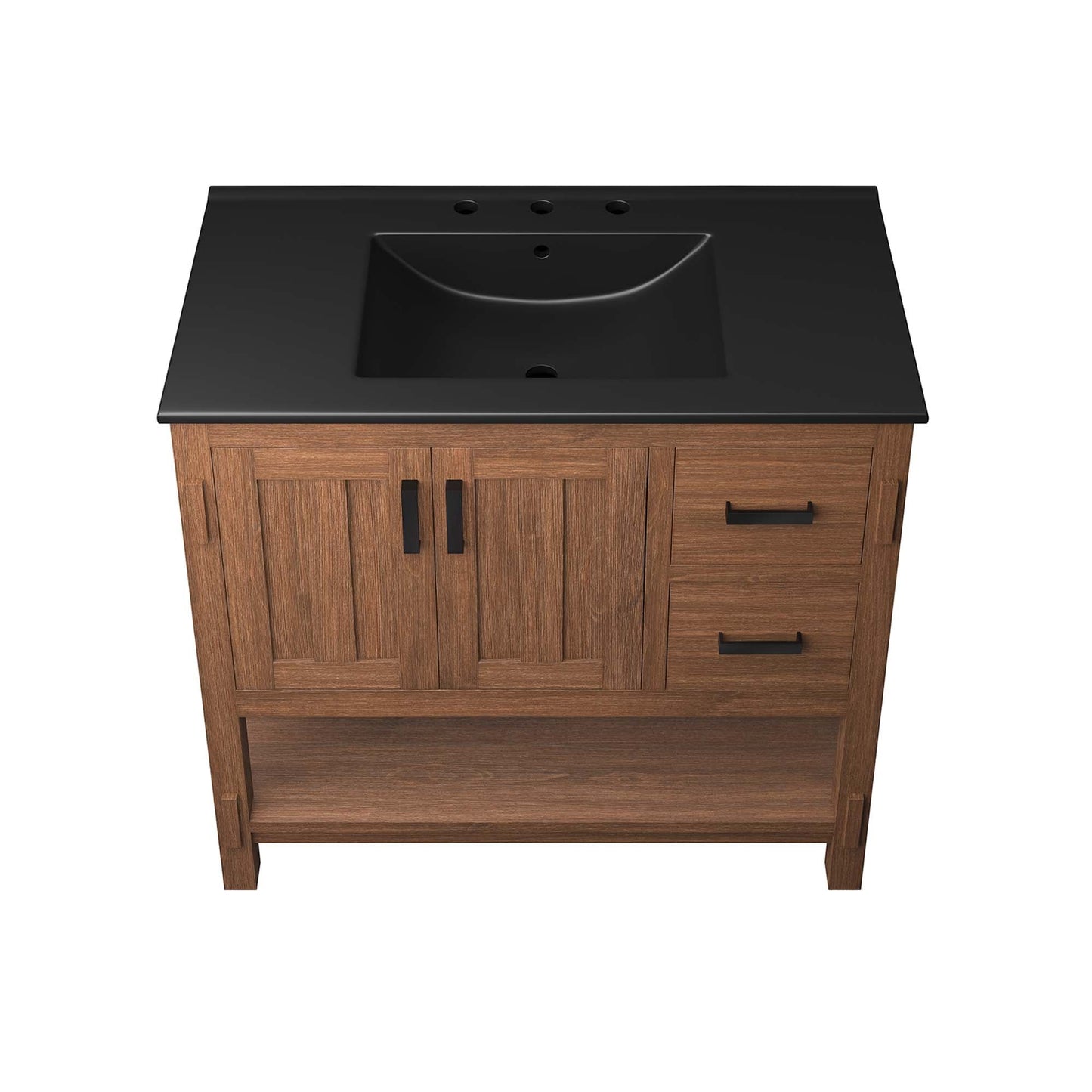 Ashlyn 36” Wood Bathroom Vanity by Modway EEI-6535-WAL-BLK