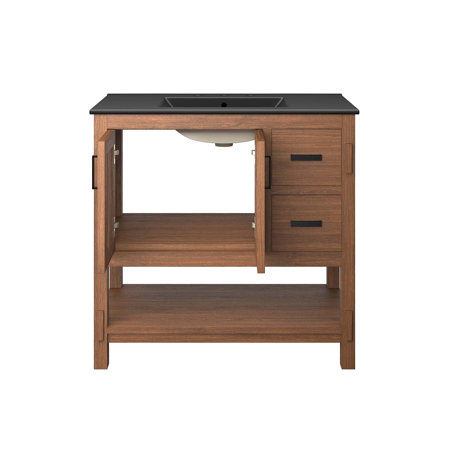 Ashlyn 36” Wood Bathroom Vanity by Modway EEI-6535-WAL-BLK