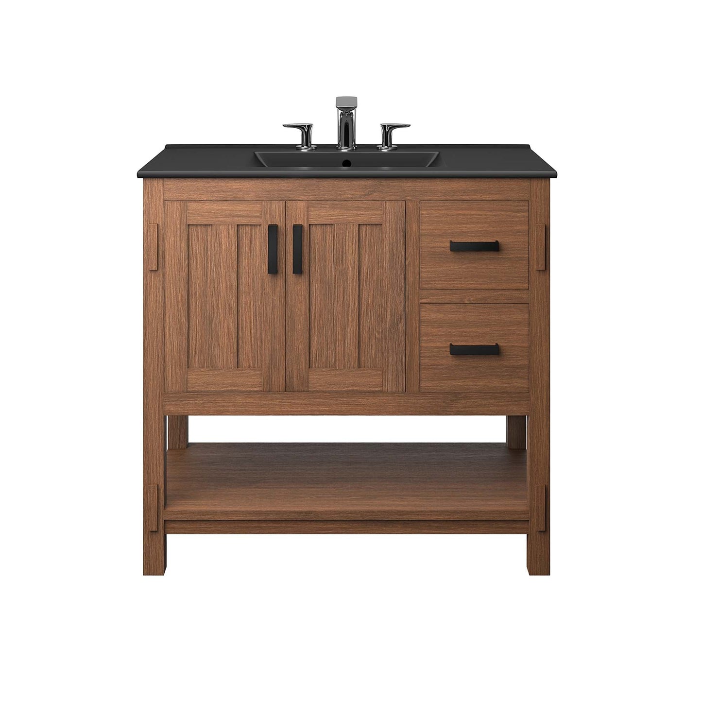 Ashlyn 36” Wood Bathroom Vanity by Modway EEI-6535-WAL-BLK