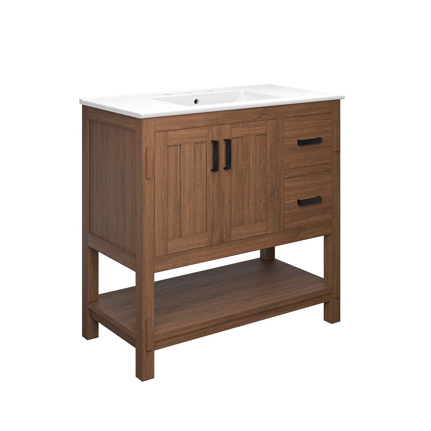 Ashlyn 36” Wood Bathroom Vanity by Modway EEI-6535-WAL-WHI