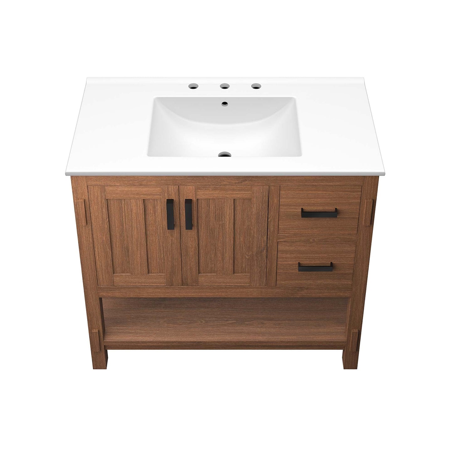 Ashlyn 36” Wood Bathroom Vanity by Modway EEI-6535-WAL-WHI