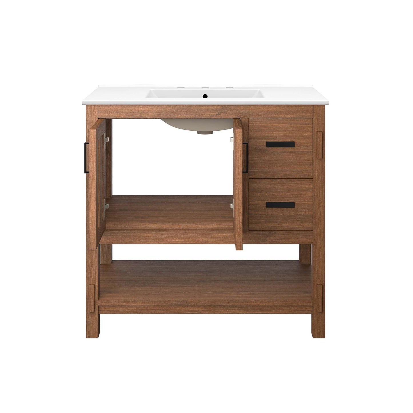 Ashlyn 36” Wood Bathroom Vanity by Modway EEI-6535-WAL-WHI