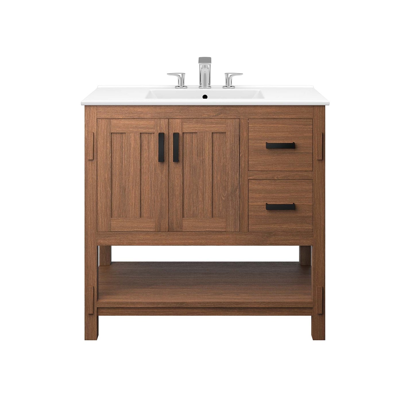 Ashlyn 36” Wood Bathroom Vanity by Modway EEI-6535-WAL-WHI