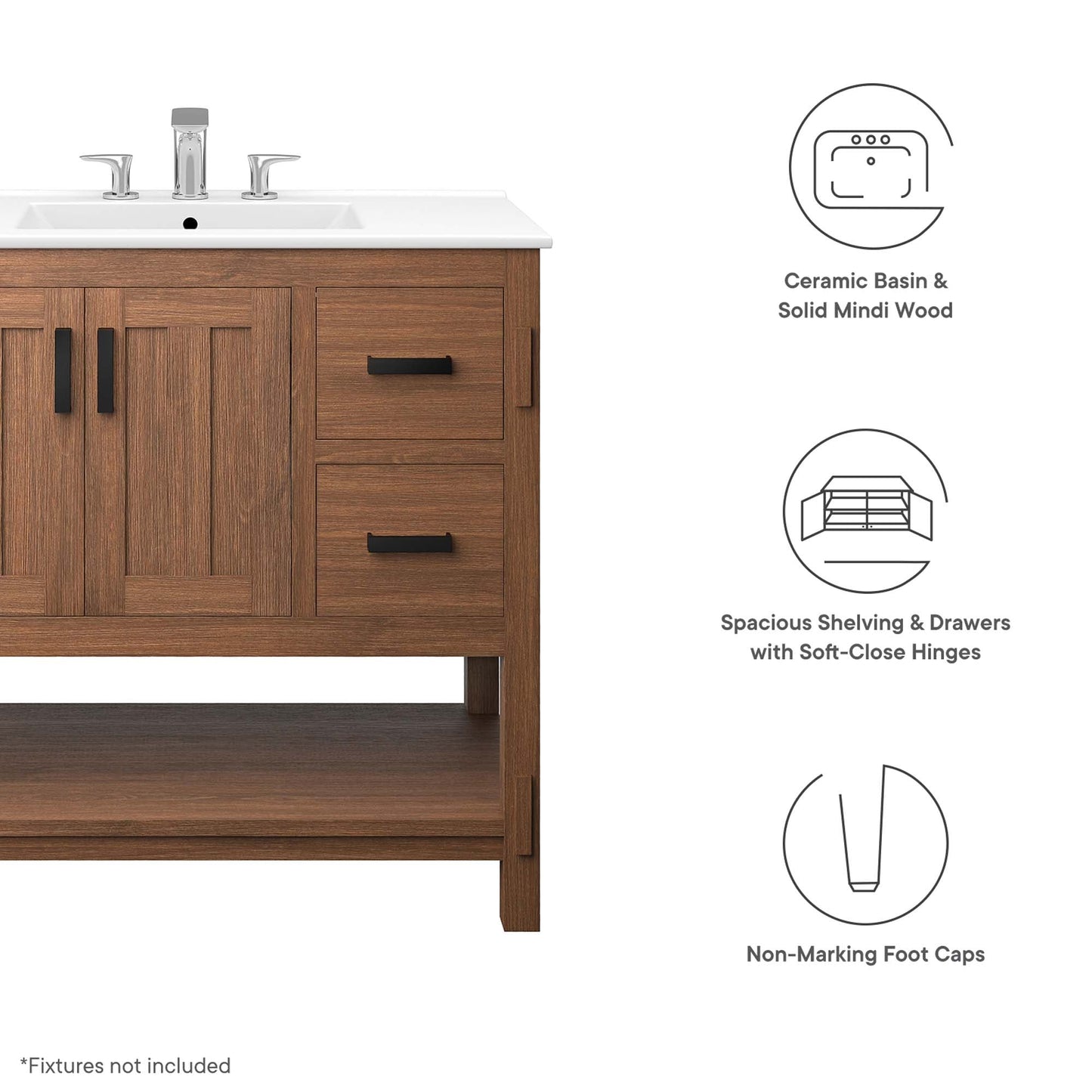 Ashlyn 36” Wood Bathroom Vanity by Modway EEI-6535-WAL-WHI