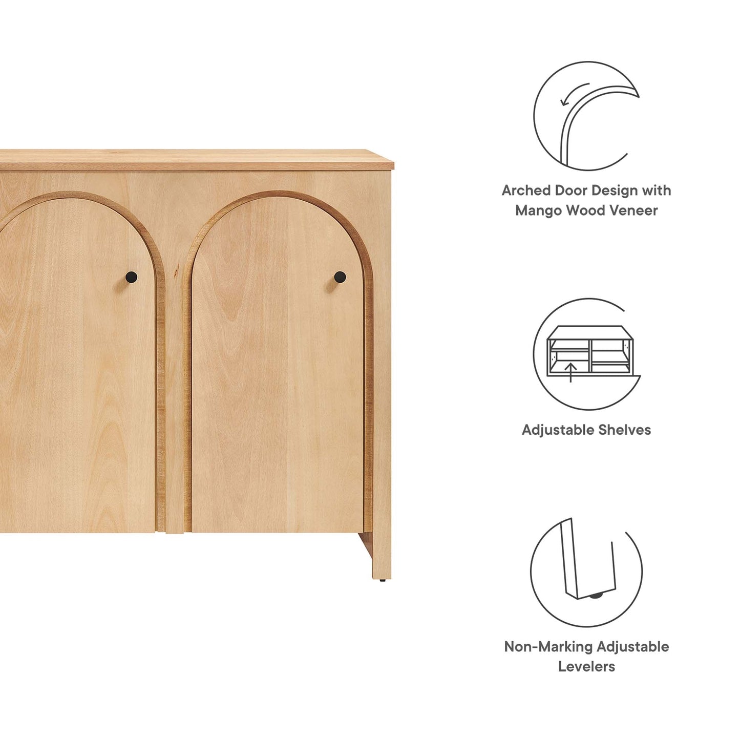 Appia 3-Door Arched Door Sideboard Storage Cabinet by Modway EEI-6536-OAK