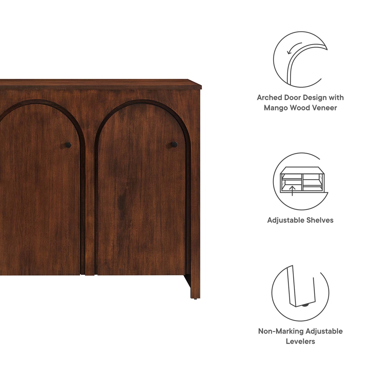 Appia 3-Door Arched Door Sideboard Storage Cabinet by Modway EEI-6536-WAL