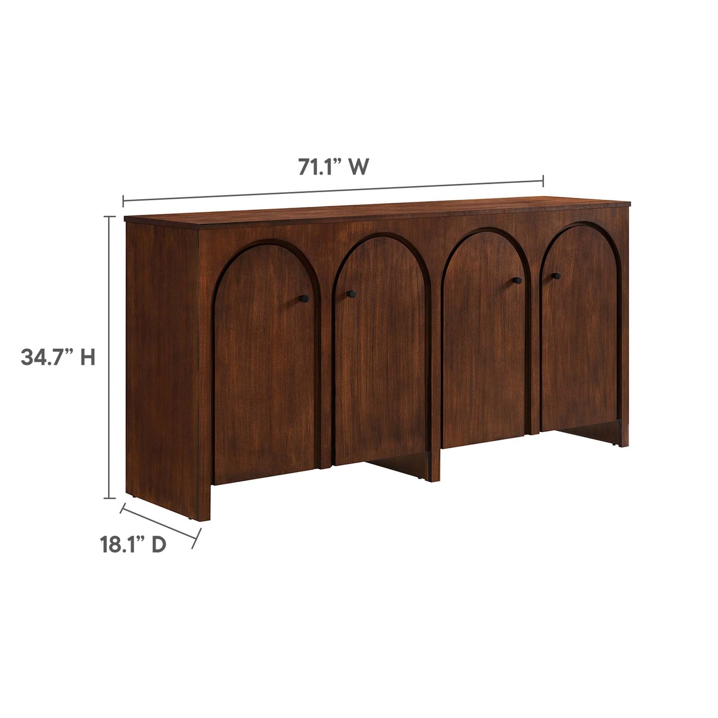 Appia Wood Grain 4-Door Sideboard Storage Cabinet by Modway EEI-6538-WAL