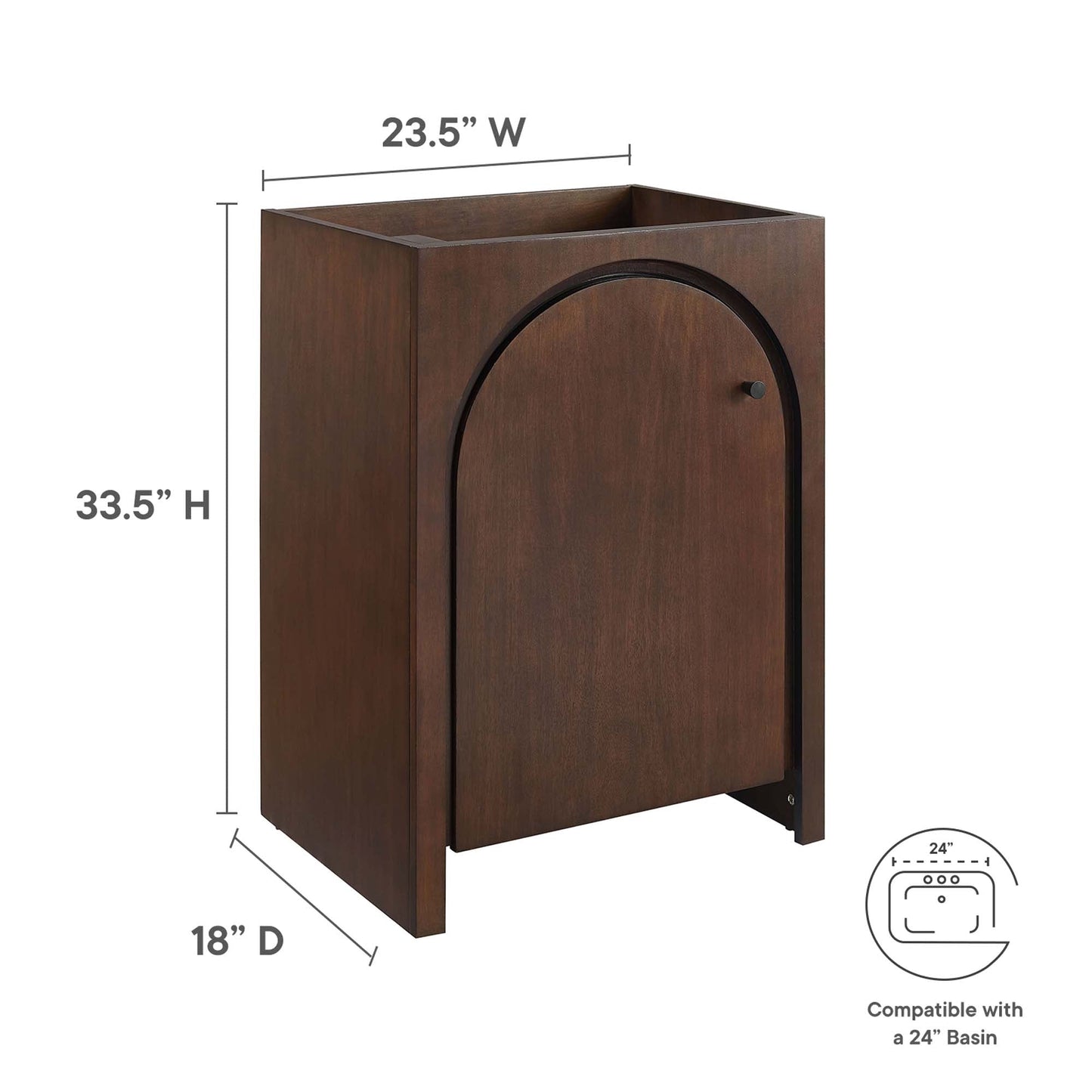 Appia 24" Bathroom Vanity Cabinet (Sink Basin Not Included) by Modway EEI-6539-WAL