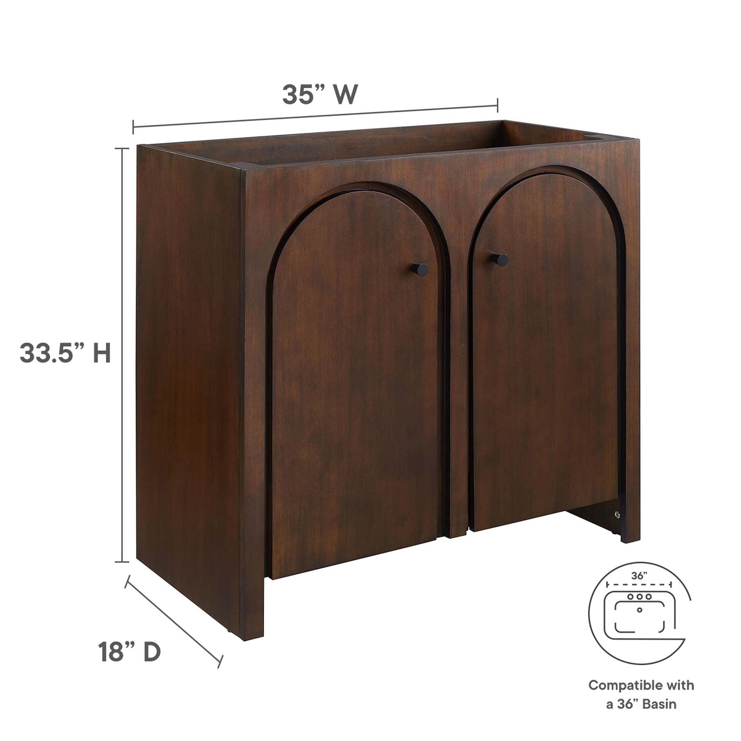 Appia 36" Bathroom Vanity Cabinet (Sink Basin Not Included) by Modway EEI-6540-WAL