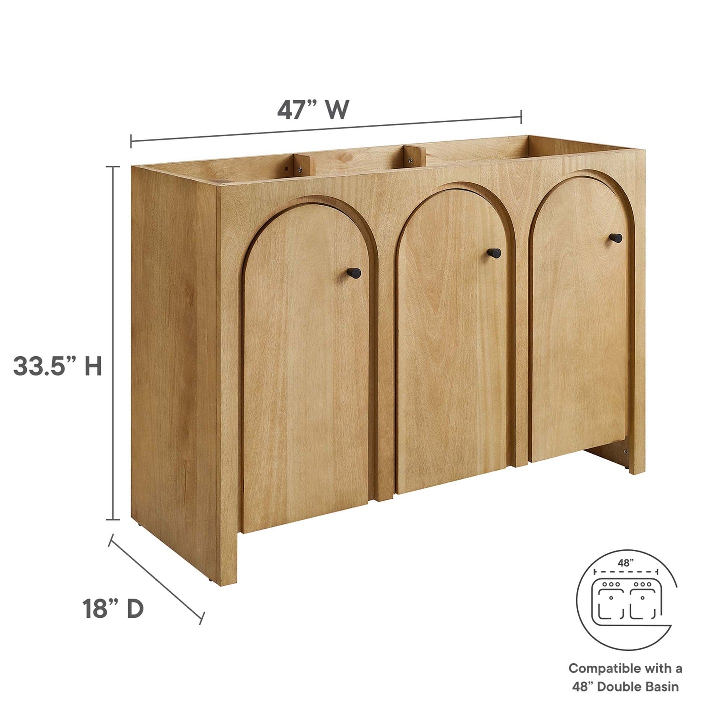 Appia 48" Bathroom Vanity Cabinet (Sink Basin Not Included) by Modway EEI-6541-OAK