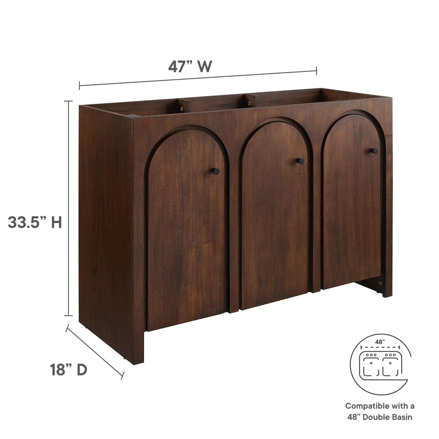 Appia 48" Bathroom Vanity Cabinet (Sink Basin Not Included) by Modway EEI-6541-WAL