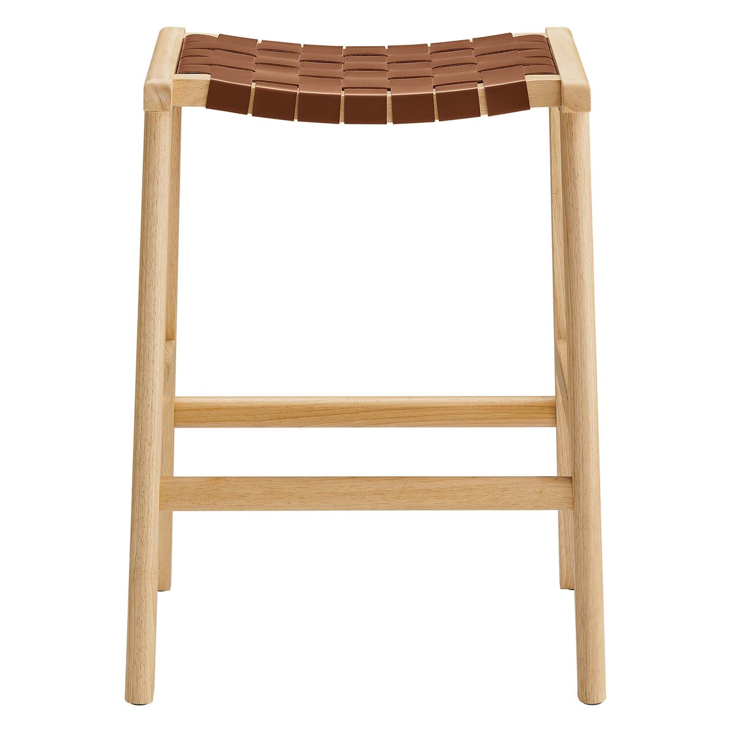 Saoirse Faux Leather Wood Counter Stool Set of 2 by Modway EEI-6547-NAT-BRN