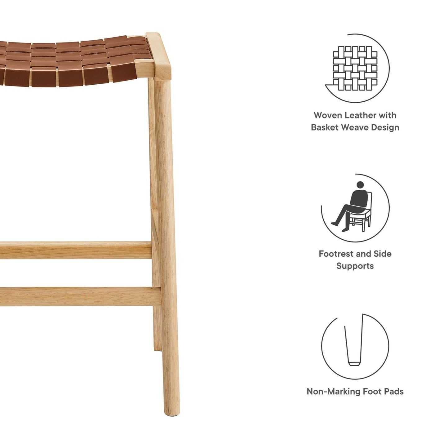 Saoirse Faux Leather Wood Counter Stool Set of 2 by Modway EEI-6547-NAT-BRN