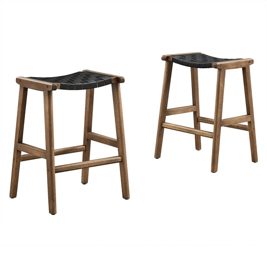 Saoirse Faux Leather Wood Counter Stool Set of 2 by Modway EEI-6547-WAL-BLK