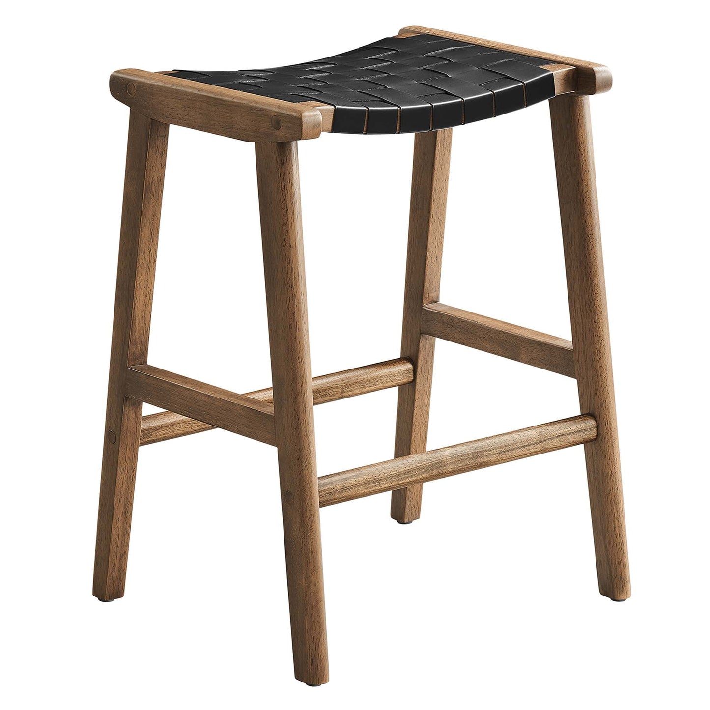 Saoirse Faux Leather Wood Counter Stool Set of 2 by Modway EEI-6547-WAL-BLK