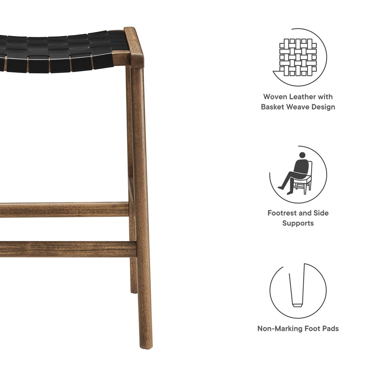 Saoirse Faux Leather Wood Counter Stool Set of 2 by Modway EEI-6547-WAL-BLK