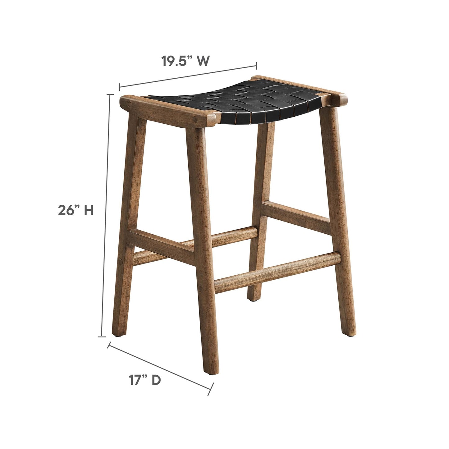 Saoirse Faux Leather Wood Counter Stool Set of 2 by Modway EEI-6547-WAL-BLK