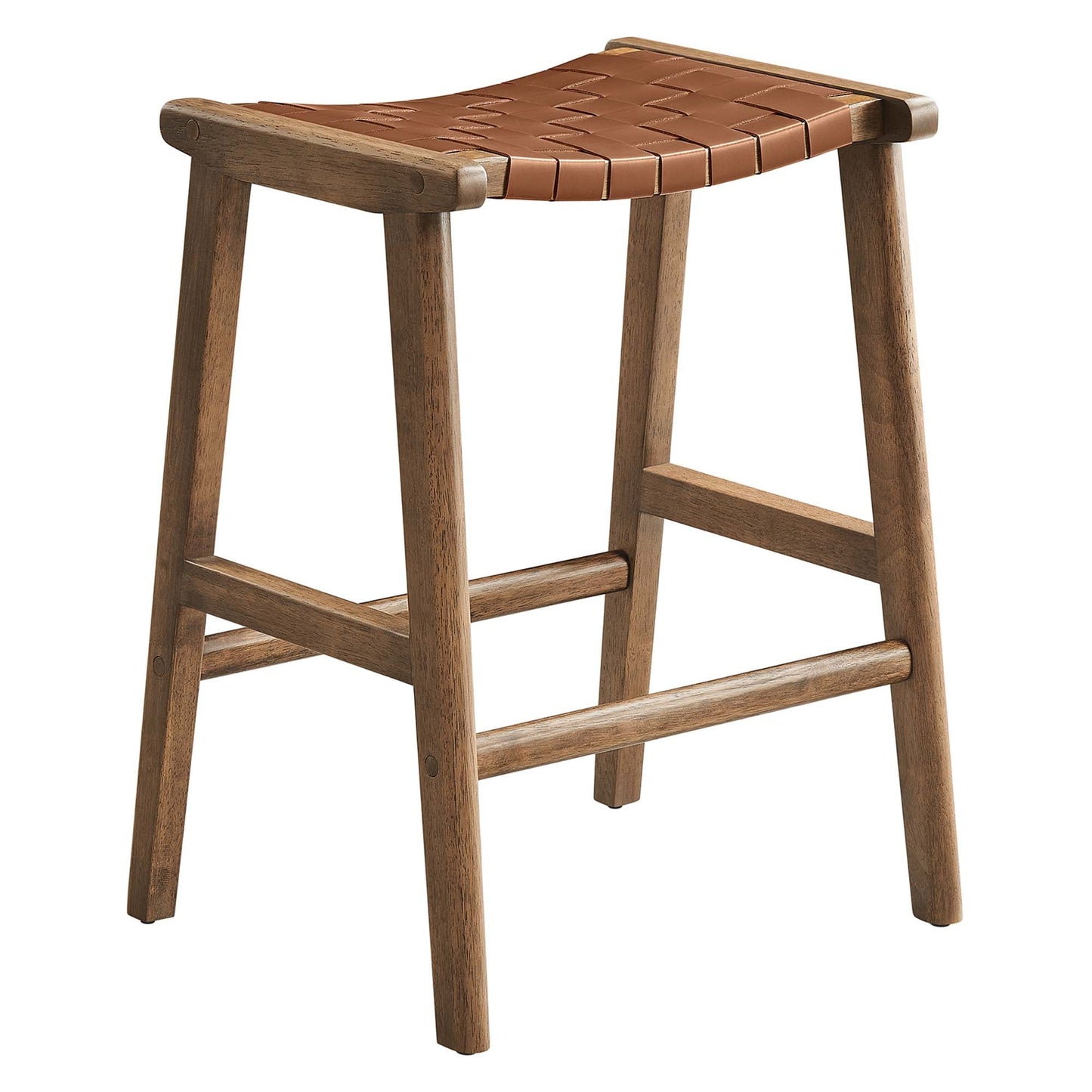 Saoirse Faux Leather Wood Counter Stool Set of 2 by Modway EEI-6547-WAL-BRN