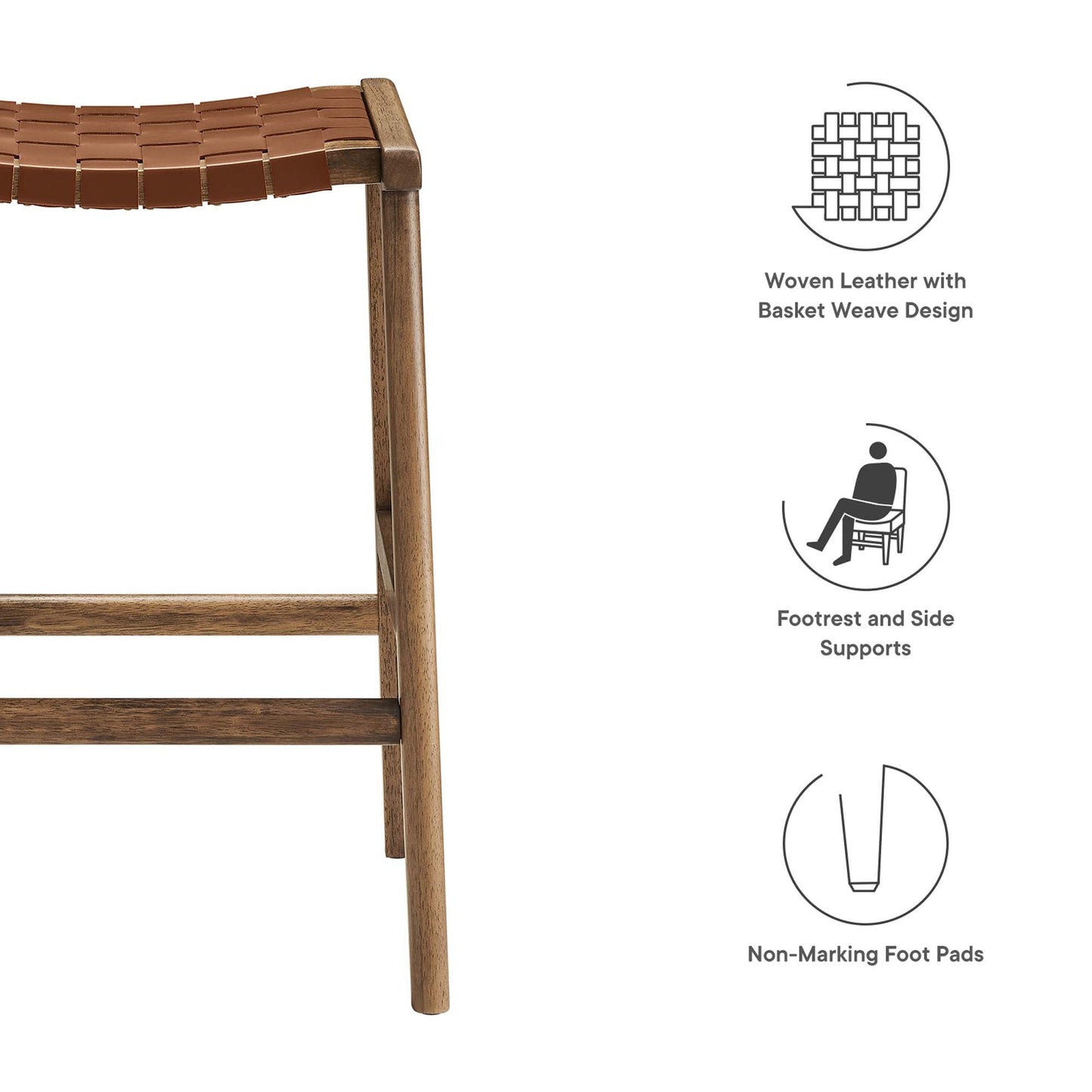 Saoirse Faux Leather Wood Counter Stool Set of 2 by Modway EEI-6547-WAL-BRN