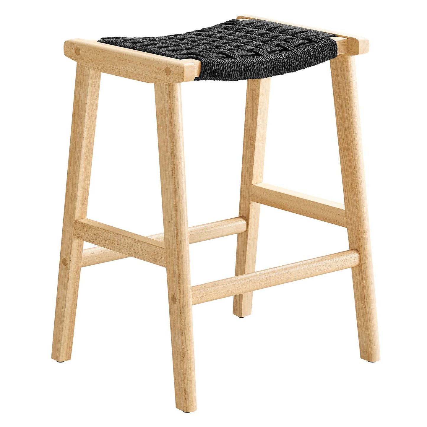 Saoirse Woven Rope Wood Counter Stool Set of 2 by Modway EEI-6548-NAT-BLK