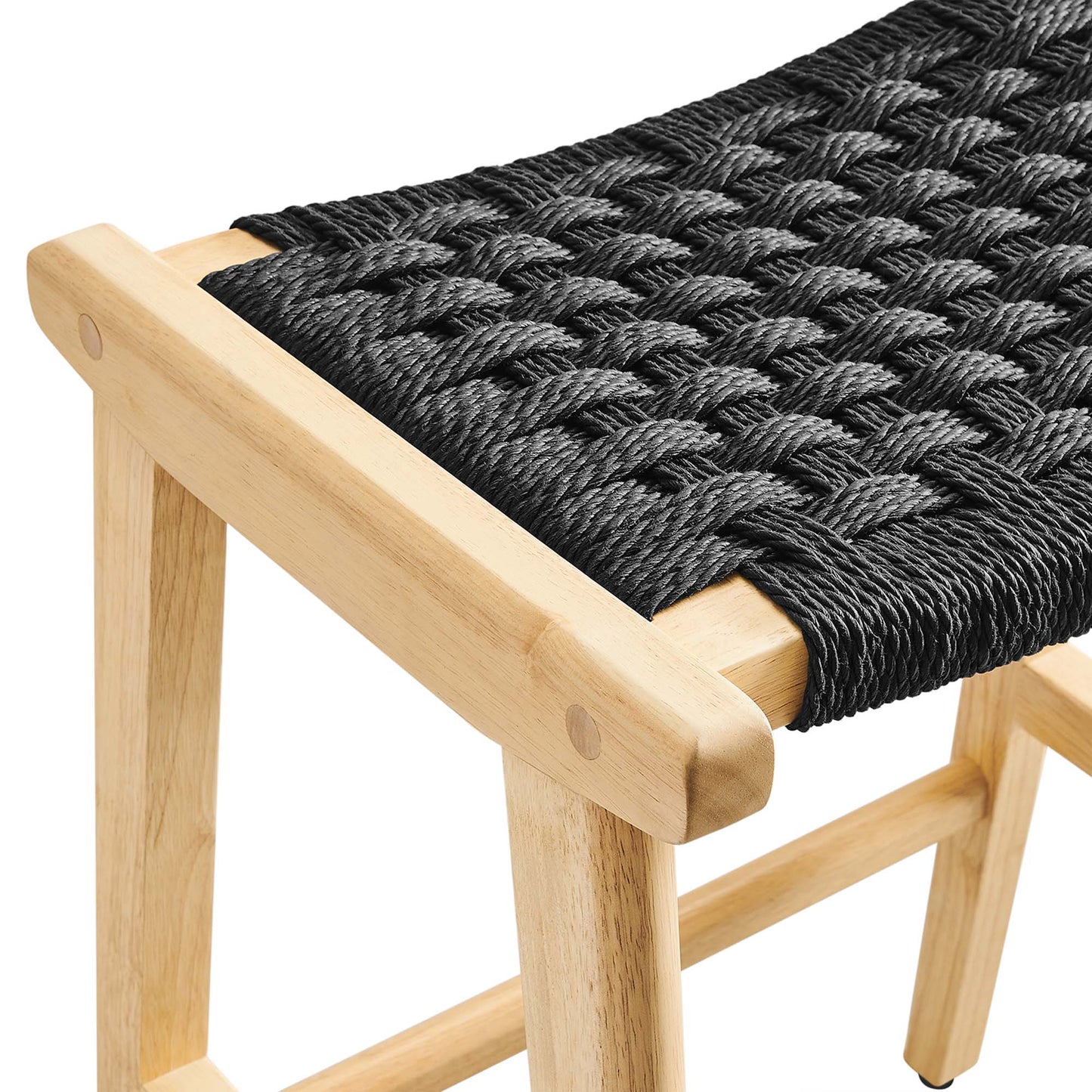 Saoirse Woven Rope Wood Counter Stool Set of 2 by Modway EEI-6548-NAT-BLK