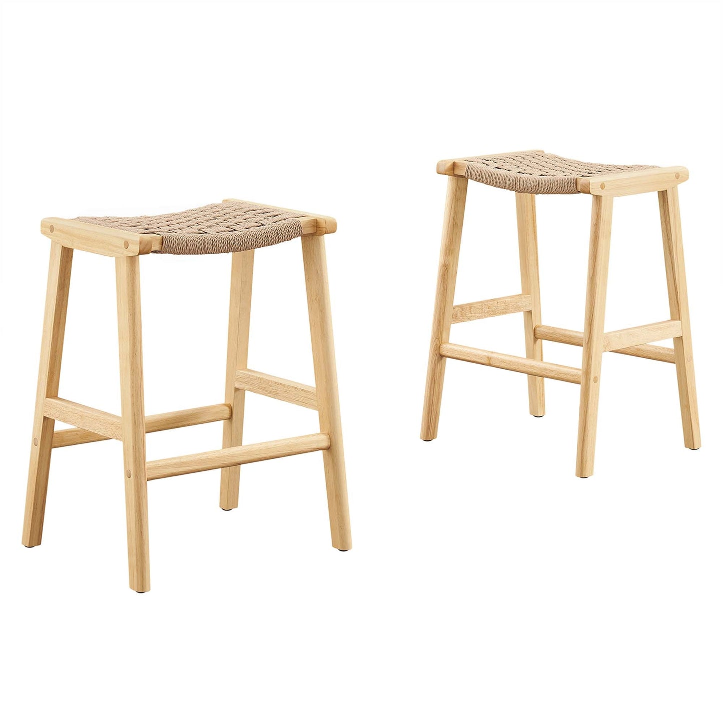 Saoirse Woven Rope Wood Counter Stool Set of 2 by Modway EEI-6548-NAT-NAT