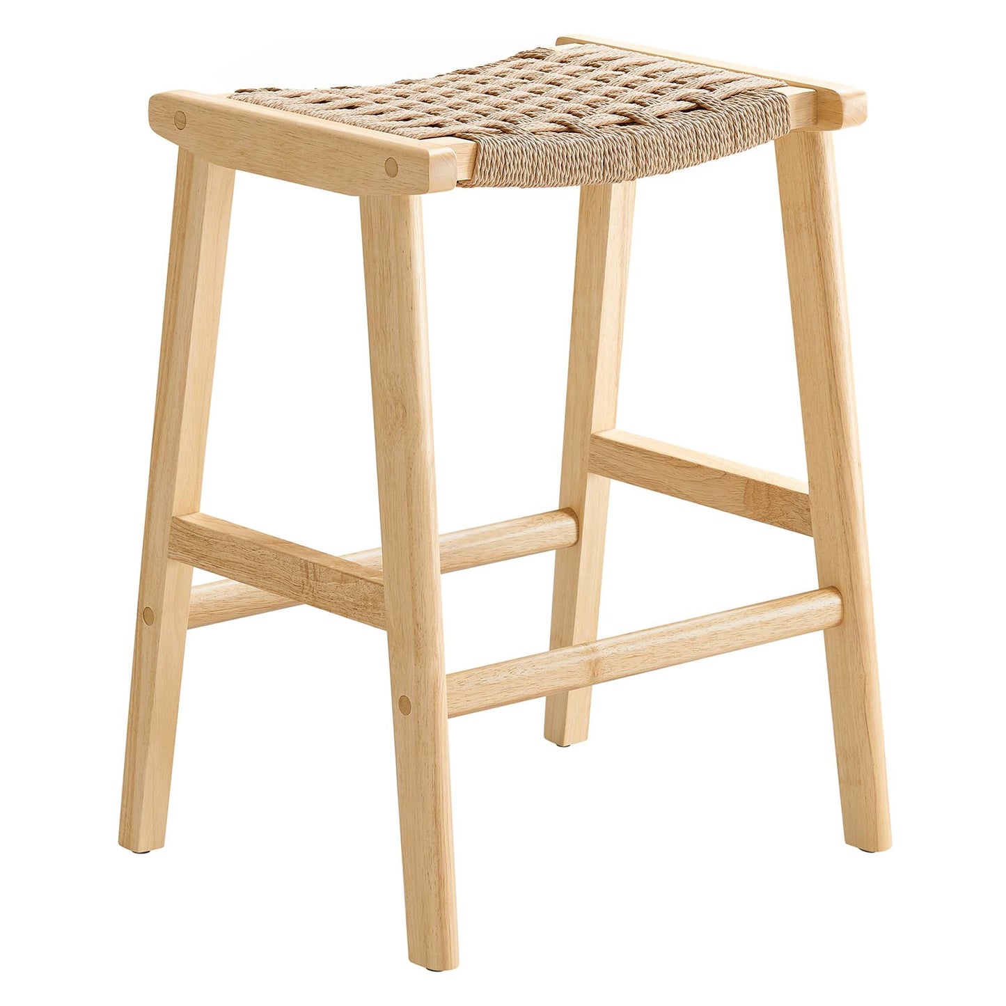 Saoirse Woven Rope Wood Counter Stool Set of 2 by Modway EEI-6548-NAT-NAT