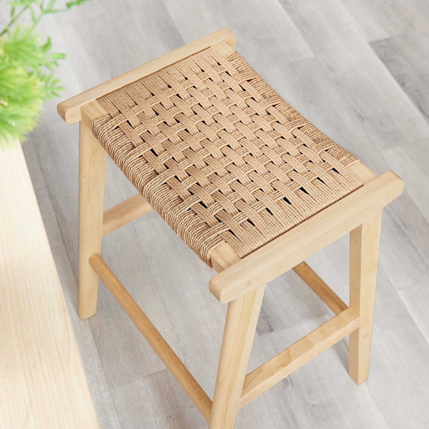 Saoirse Woven Rope Wood Counter Stool Set of 2 by Modway EEI-6548-NAT-NAT