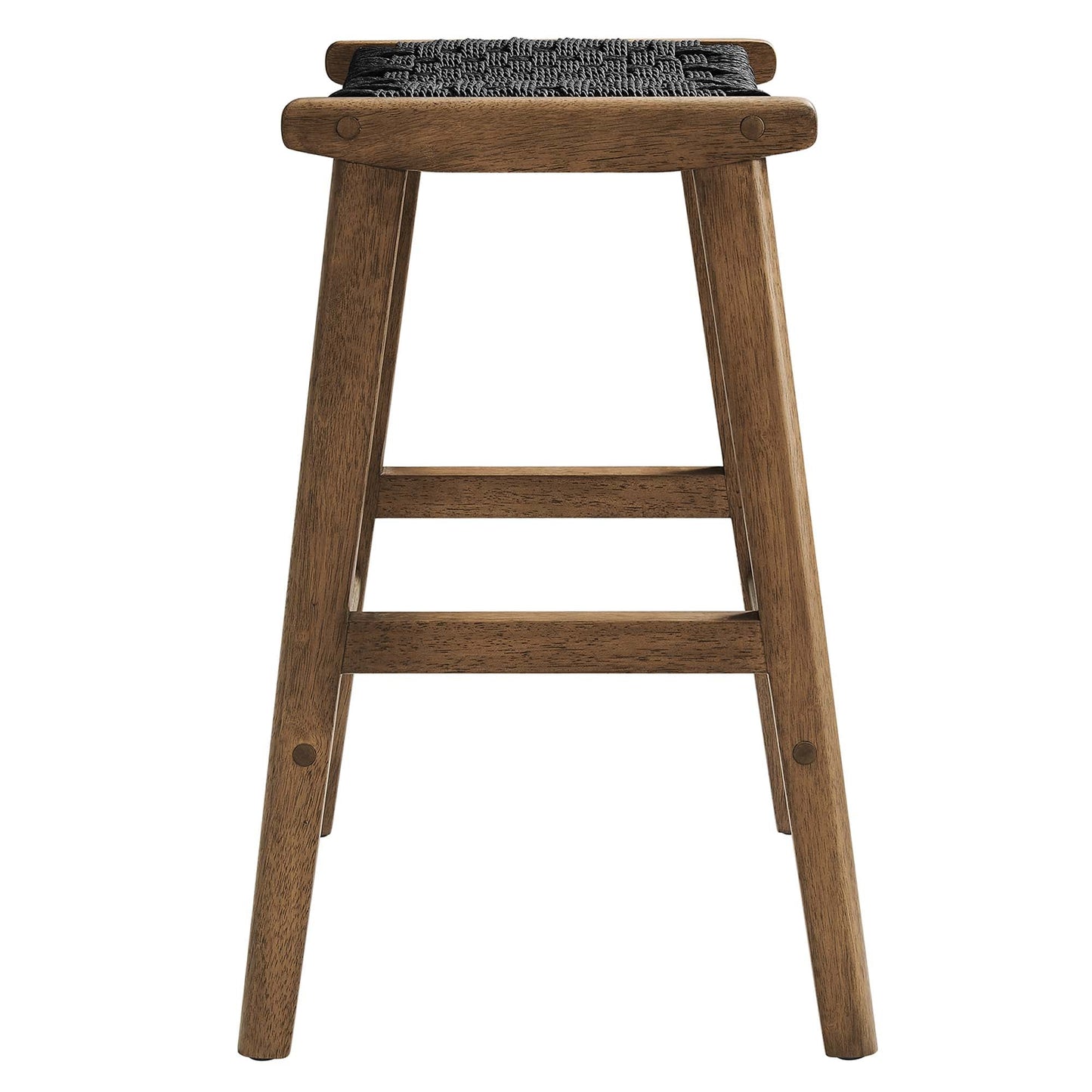 Saoirse Woven Rope Wood Counter Stool Set of 2 by Modway EEI-6548-WAL-BLK