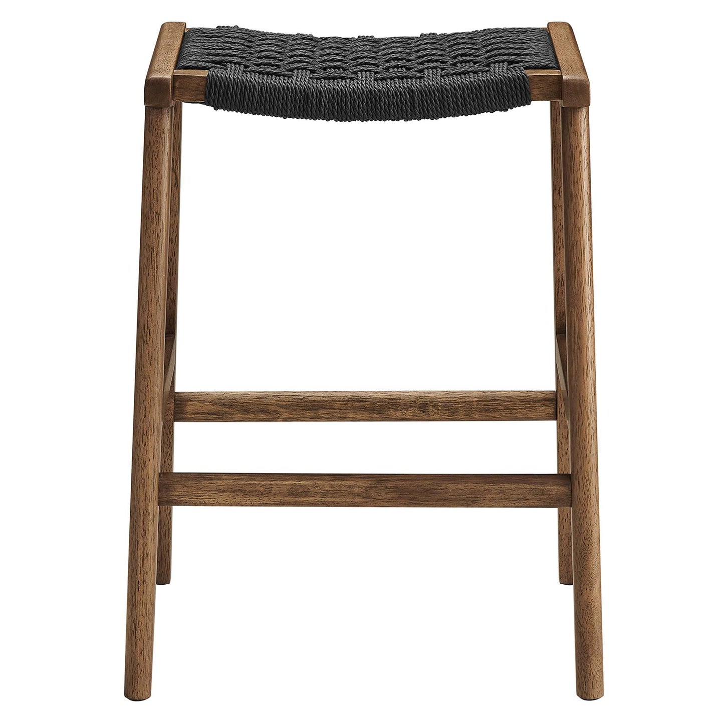 Saoirse Woven Rope Wood Counter Stool Set of 2 by Modway EEI-6548-WAL-BLK