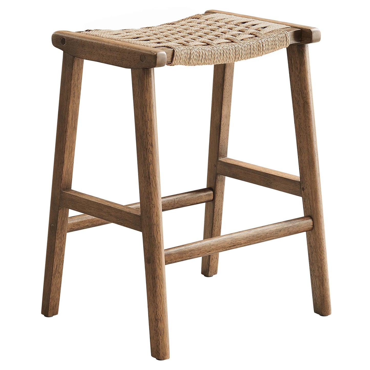 Saoirse Woven Rope Wood Counter Stool Set of 2 by Modway EEI-6548-WAL-NAT