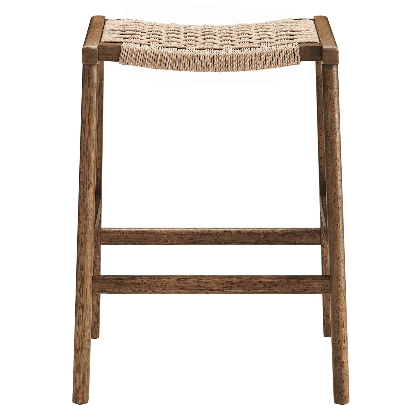 Saoirse Woven Rope Wood Counter Stool Set of 2 by Modway EEI-6548-WAL-NAT