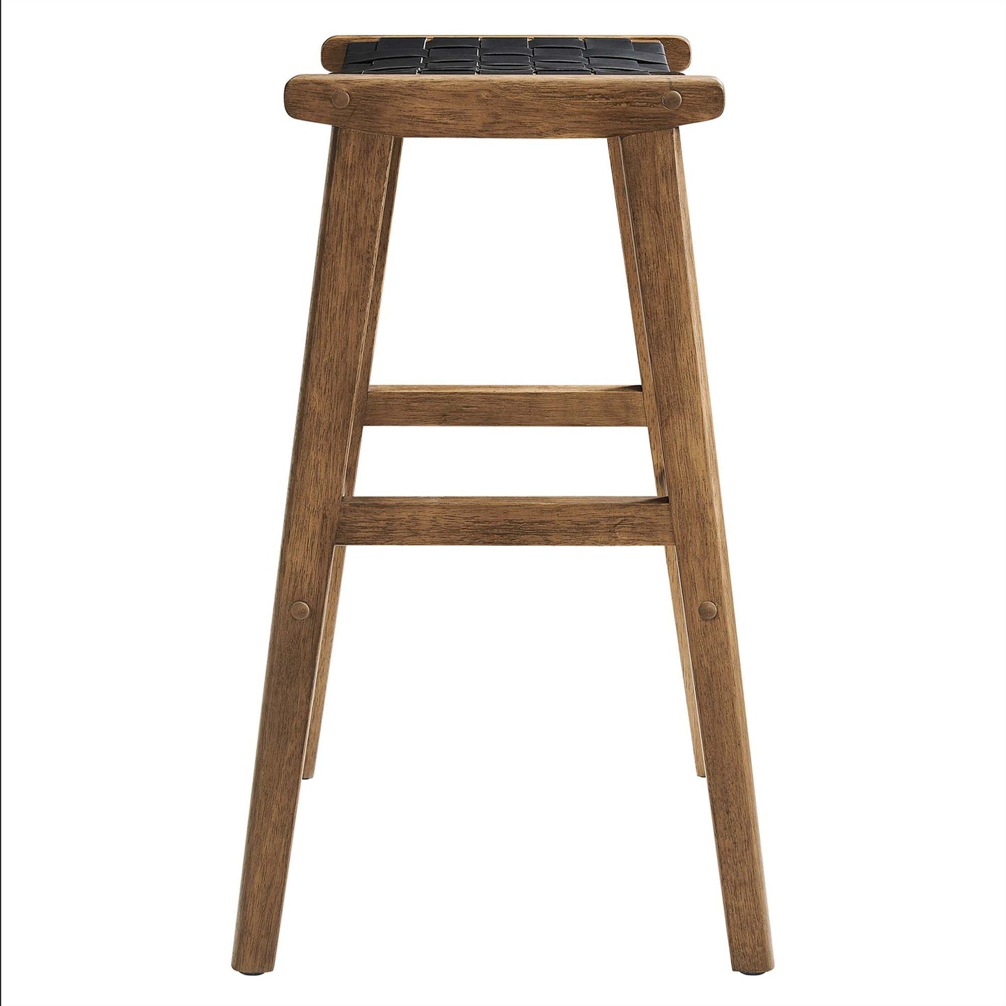 Saoirse Leather Wood Bar Stool Set of 2 by Modway EEI-6549-WAL-BLK