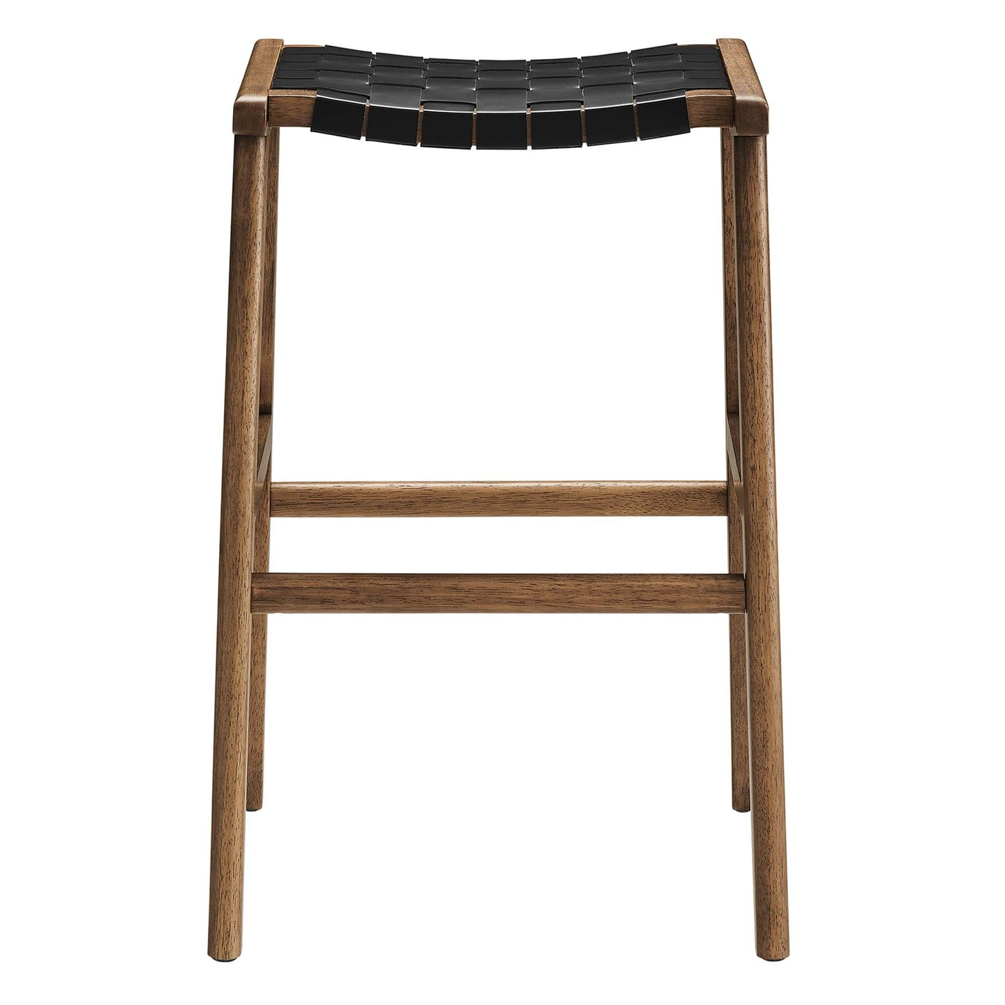 Saoirse Leather Wood Bar Stool Set of 2 by Modway EEI-6549-WAL-BLK