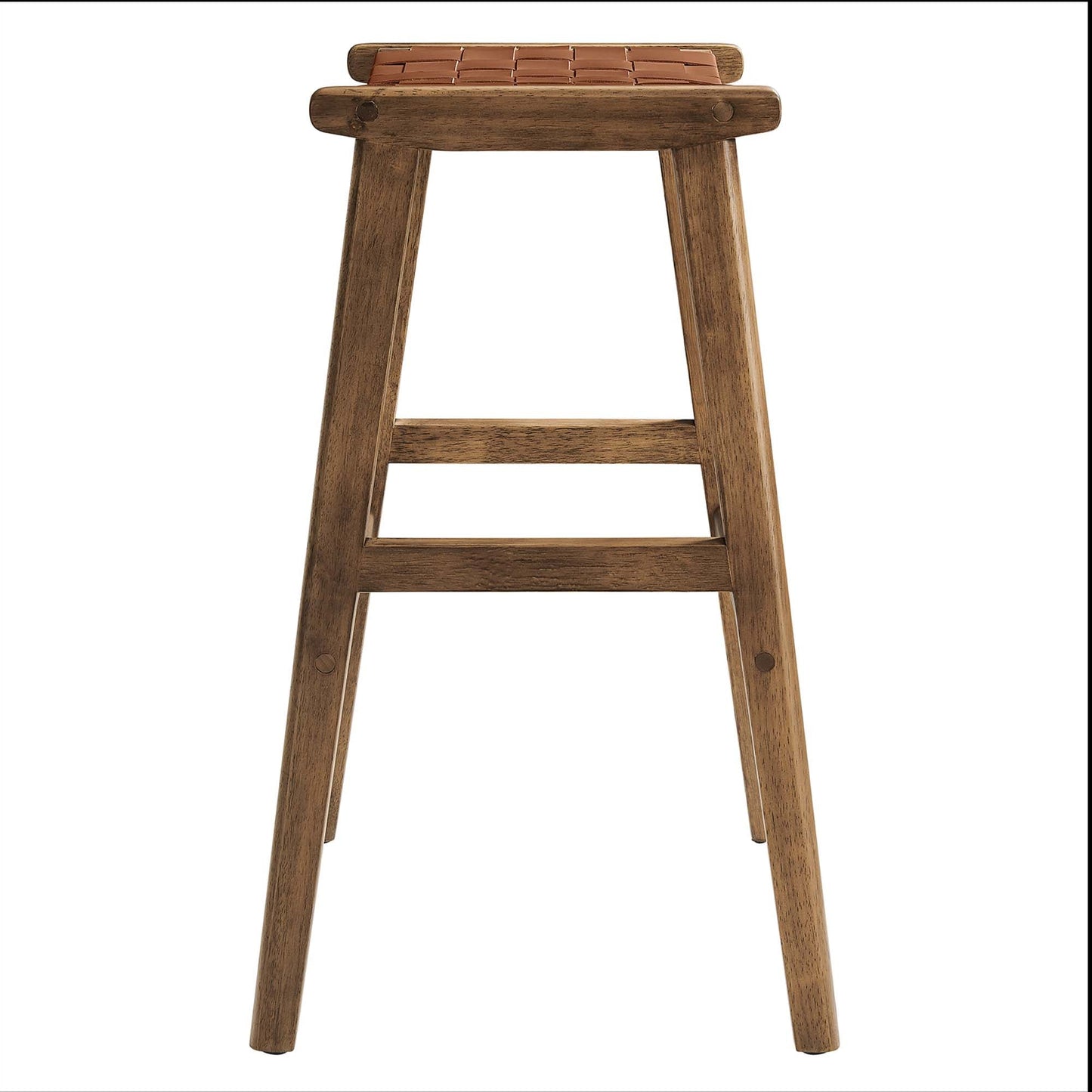 Saoirse Leather Wood Bar Stool Set of 2 by Modway EEI-6549-WAL-BRN