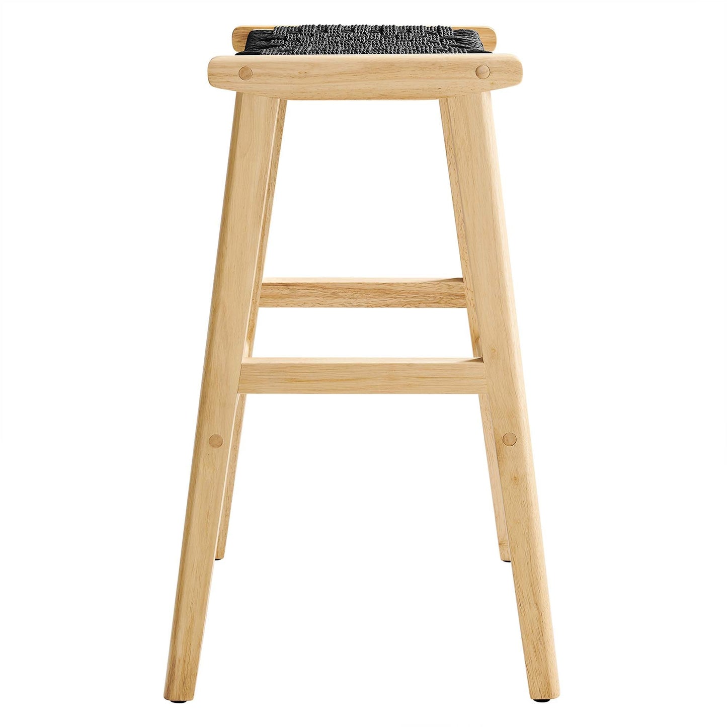 Saoirse Woven Rope Wood Bar Stool Set of 2 by Modway EEI-6550-NAT-BLK