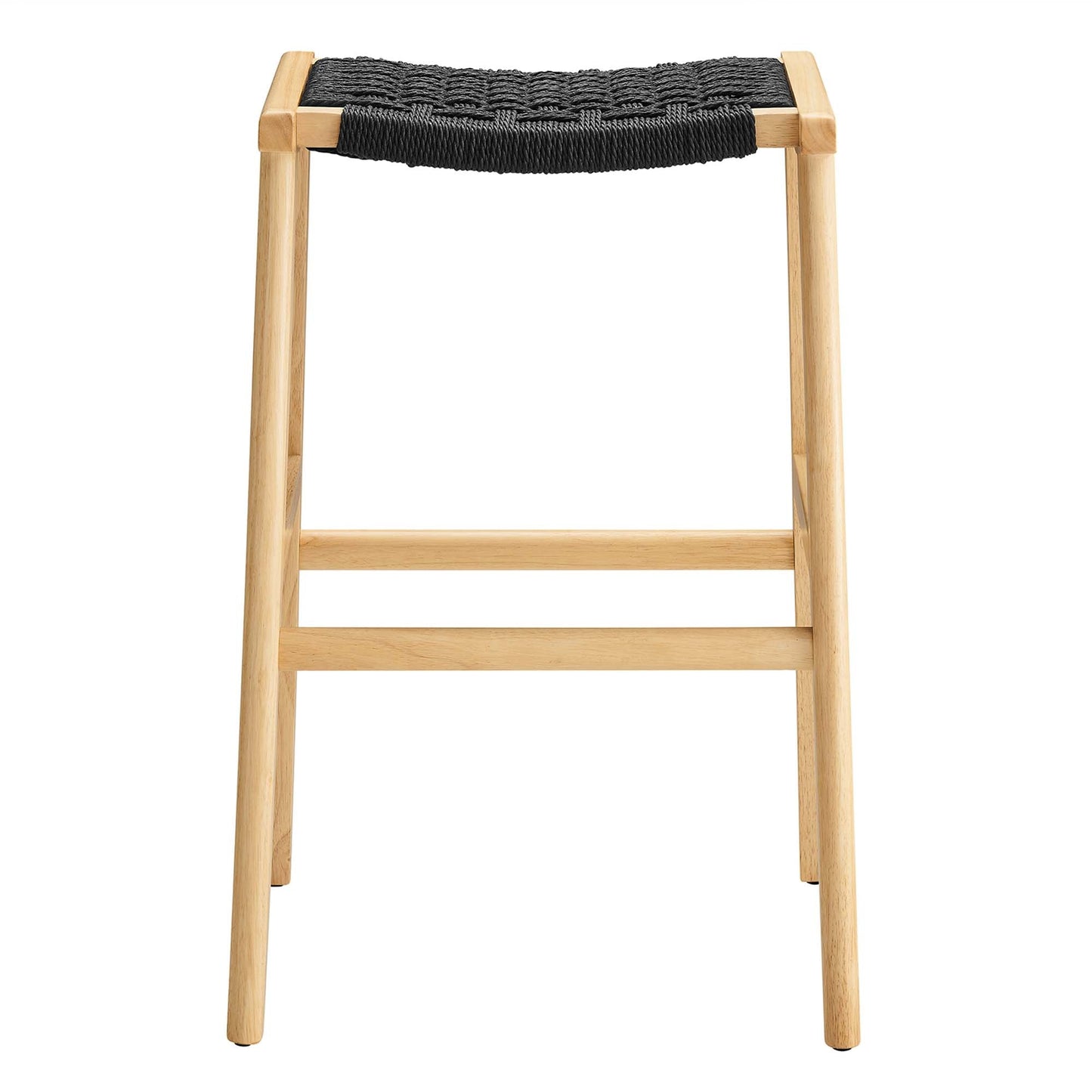 Saoirse Woven Rope Wood Bar Stool Set of 2 by Modway EEI-6550-NAT-BLK