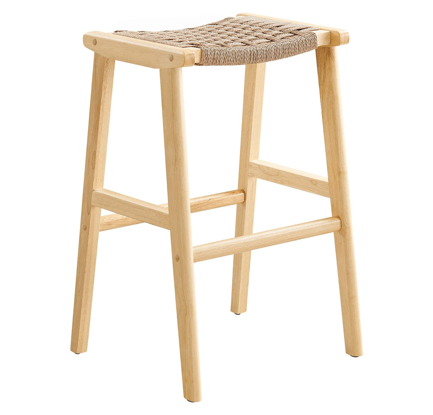 Saoirse Woven Rope Wood Bar Stool Set of 2 by Modway EEI-6550-NAT-NAT