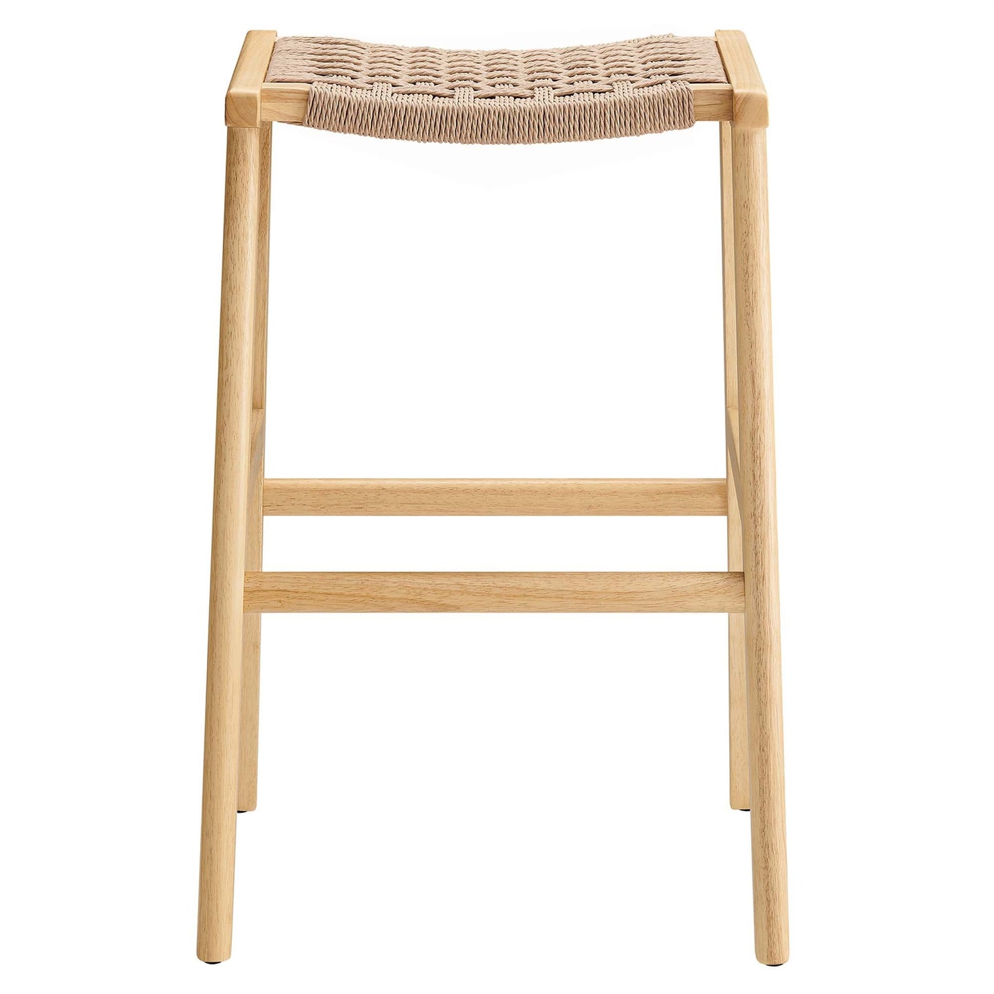 Saoirse Woven Rope Wood Bar Stool Set of 2 by Modway EEI-6550-NAT-NAT