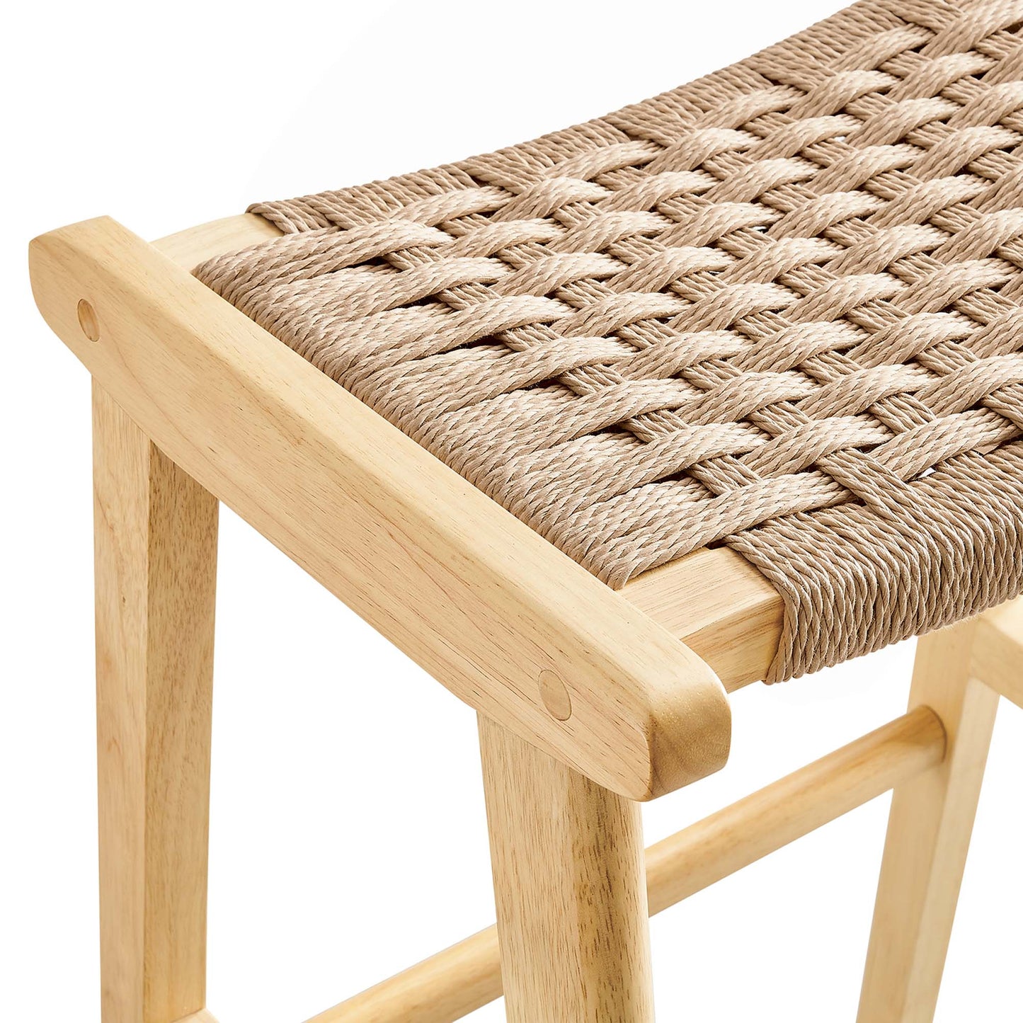 Saoirse Woven Rope Wood Bar Stool Set of 2 by Modway EEI-6550-NAT-NAT