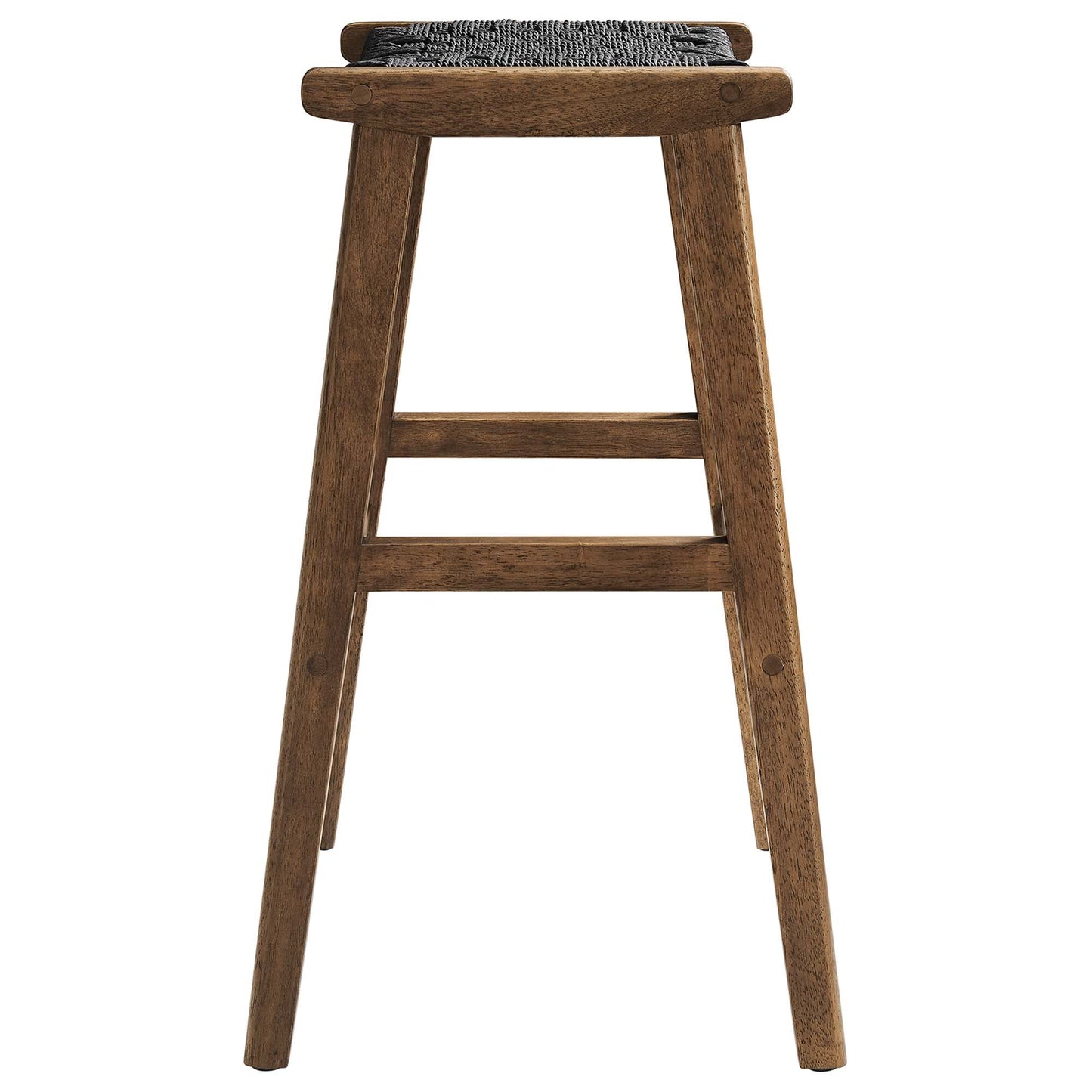 Saoirse Woven Rope Wood Bar Stool Set of 2 by Modway EEI-6550-WAL-BLK
