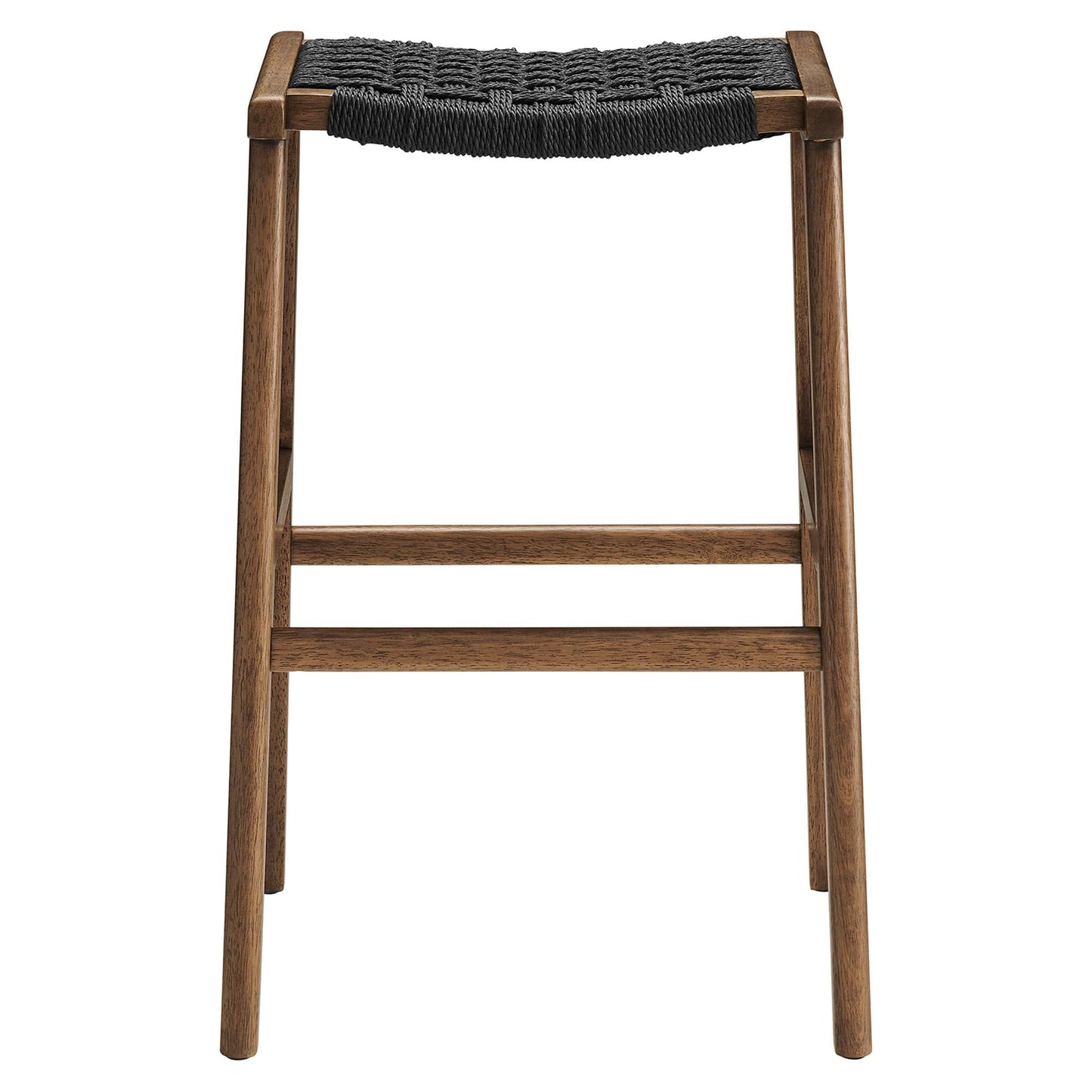 Saoirse Woven Rope Wood Bar Stool Set of 2 by Modway EEI-6550-WAL-BLK