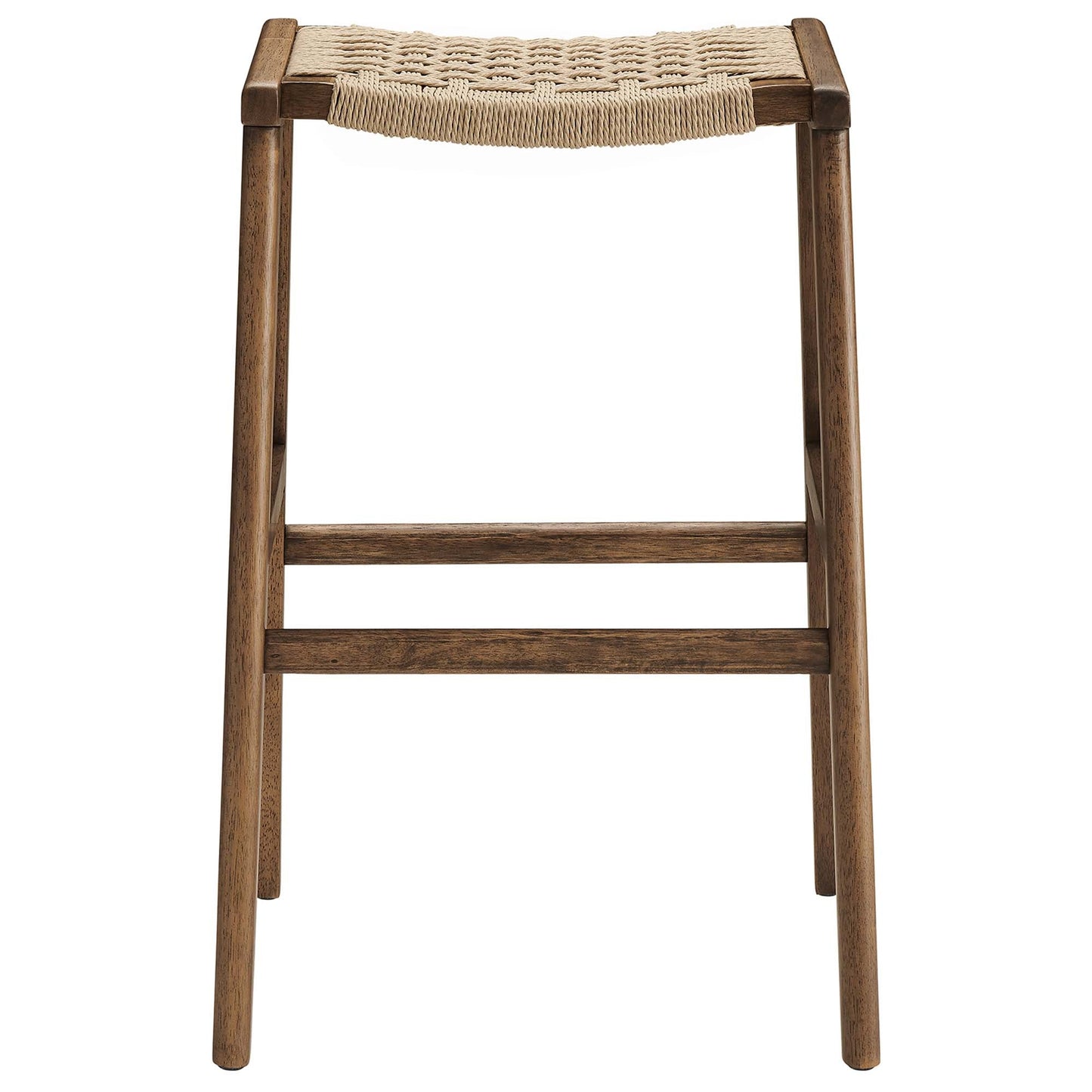 Saoirse Woven Rope Wood Bar Stool Set of 2 by Modway EEI-6550-WAL-NAT