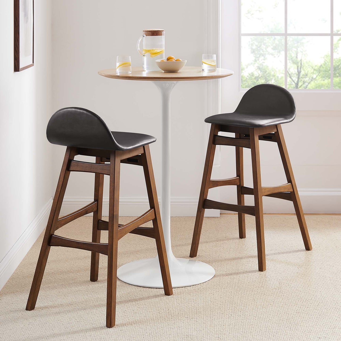 Juno Wood Bar Stool Set of 2 by Modway EEI-6554-BRN