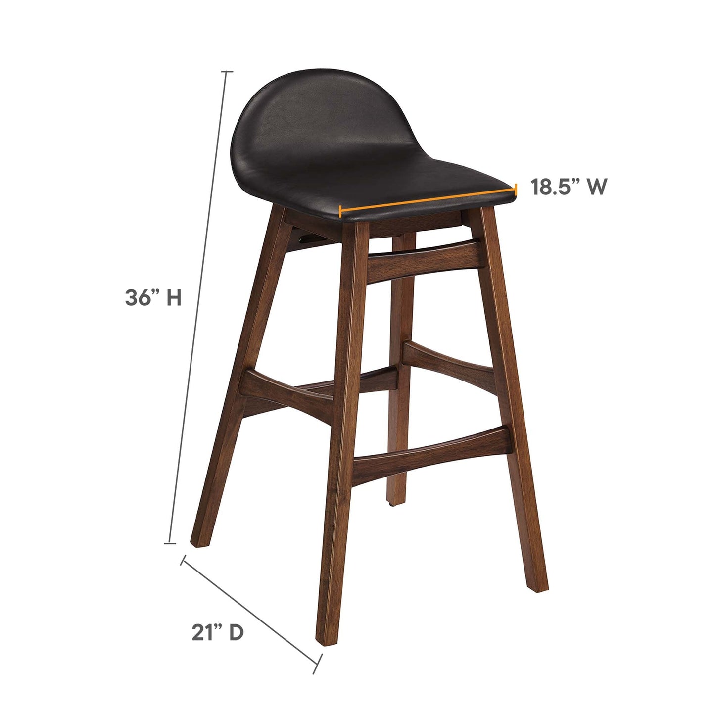 Juno Wood Bar Stool Set of 2 by Modway EEI-6554-BRN