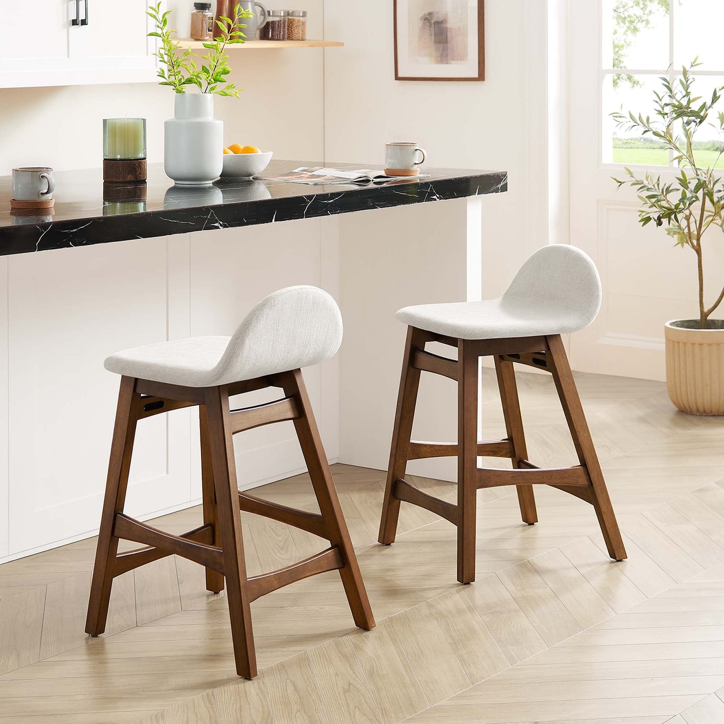 Juno Wood Counter Stool Set of 2 by Modway EEI-6555-HEI