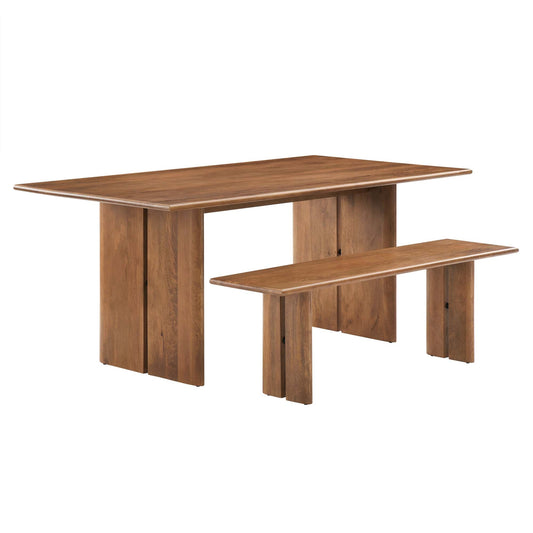 Amistad 72" Wood Dining Table and Bench Set by Modway EEI-6559-WAL