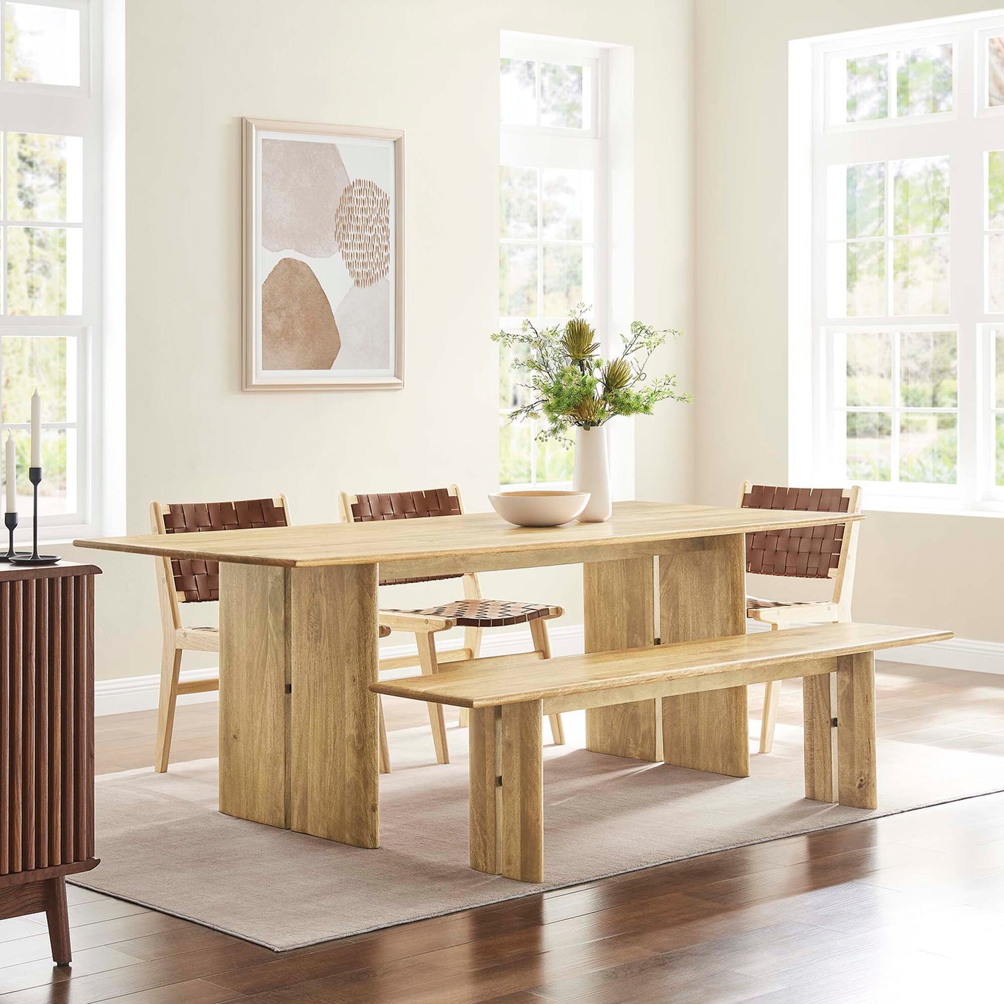 Amistad 86" Wood Dining Table and Bench Set by Modway EEI-6560-OAK