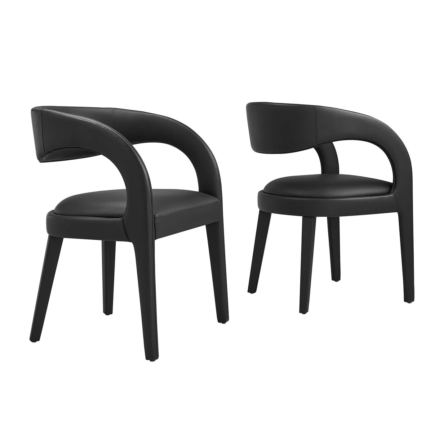 Pinnacle Vegan Leather Dining Chair Set of 2 by Modway EEI-6561-BLK